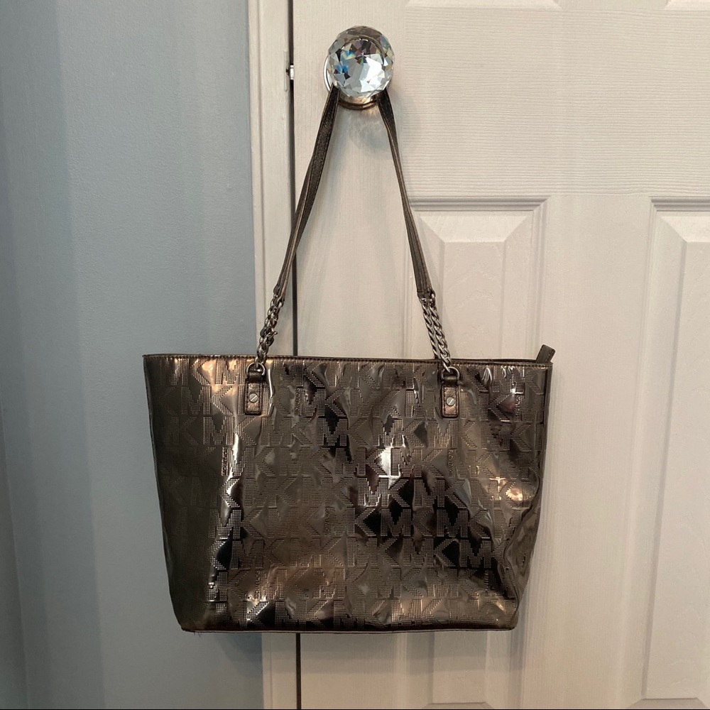 Michael Kors Silver Monogram Shoulder Bag